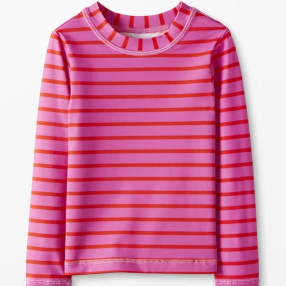 Hanna Andersson Pink and Red Striped Long Sleeve Shirt/Rash Guard Size 12 - Picture 1 of 4